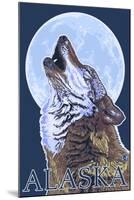 Alaska, Howling Wolf-Lantern Press-Mounted Art Print