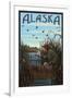 Alaska - Hunter and Lake-Lantern Press-Framed Art Print