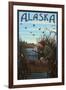 Alaska - Hunter and Lake-Lantern Press-Framed Art Print
