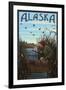 Alaska - Hunter and Lake-Lantern Press-Framed Art Print