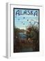 Alaska - Hunter and Lake-Lantern Press-Framed Art Print