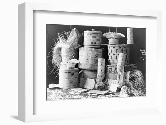 Alaska Indian baskets, c.1890-1925-null-Framed Photographic Print