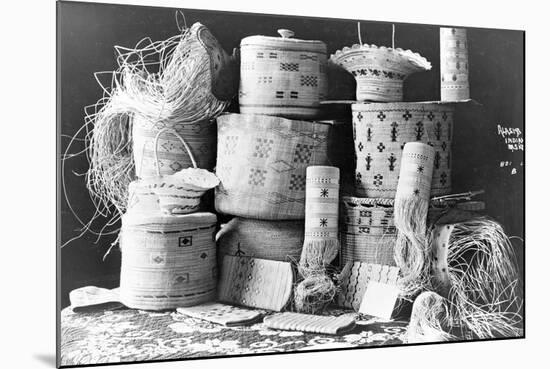 Alaska Indian baskets, c.1890-1925-null-Mounted Photographic Print