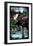 Alaska - Moose - Scratchboard-Lantern Press-Framed Art Print