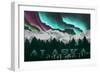 Alaska - Mountains and Northern Lights-Lantern Press-Framed Art Print