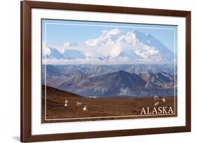 Alaska - Mt. McKinley and Goats-Lantern Press-Framed Art Print