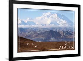 Alaska - Mt. McKinley and Goats-Lantern Press-Framed Art Print