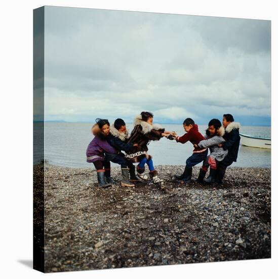 Alaska: Native Alaskan Children Playing a Game of Tug-Of-War-Ralph Crane-Stretched Canvas