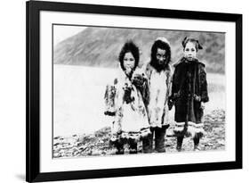 Alaska - Native Children in Parkas-Lantern Press-Framed Premium Giclee Print