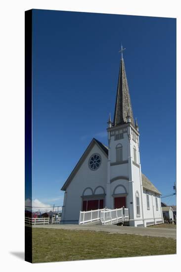 Alaska, Nome. Downtown Nome, Anvil City Square and Old St. Joseph's Hall-Cindy Miller Hopkins-Stretched Canvas