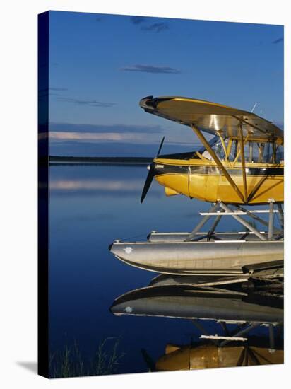 Alaska, Nondalton, Cessna Floatplane Parked on Still Waters of Six Mile Lake, Valhalla Lodge, USA-John Warburton-lee-Stretched Canvas