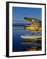 Alaska, Nondalton, Cessna Floatplane Parked on Still Waters of Six Mile Lake, Valhalla Lodge, USA-John Warburton-lee-Framed Photographic Print