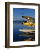 Alaska, Nondalton, Cessna Floatplane Parked on Still Waters of Six Mile Lake, Valhalla Lodge, USA-John Warburton-lee-Framed Photographic Print