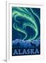 Alaska Northern Lights and Wolf-Lantern Press-Framed Art Print