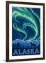 Alaska Northern Lights and Wolf-Lantern Press-Framed Art Print