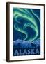 Alaska Northern Lights and Wolf-Lantern Press-Framed Art Print