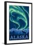 Alaska Northern Lights and Wolf-Lantern Press-Framed Art Print