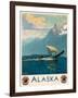 Alaska - Northern Pacific Railway - Native Umiak Boat - Vintage Railroad Travel Poster, 1930s-Sydney Laurence-Framed Art Print