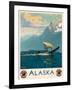 Alaska - Northern Pacific Railway - Native Umiak Boat - Vintage Railroad Travel Poster, 1930s-Sydney Laurence-Framed Art Print