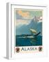 Alaska - Northern Pacific Railway - Native Umiak Boat - Vintage Railroad Travel Poster, 1930s-Sydney Laurence-Framed Art Print