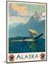 Alaska - Northern Pacific Railway - Native Umiak Boat - Vintage Railroad Travel Poster, 1930s-Sydney Laurence-Mounted Art Print