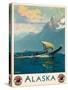 Alaska - Northern Pacific Railway - Native Umiak Boat - Vintage Railroad Travel Poster, 1930s-Sydney Laurence-Stretched Canvas