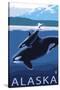 Alaska - Orca and Calf-Lantern Press-Stretched Canvas