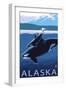 Alaska - Orca and Calf-Lantern Press-Framed Art Print