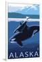 Alaska - Orca and Calf-Lantern Press-Framed Art Print