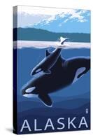 Alaska - Orca and Calf-Lantern Press-Stretched Canvas