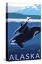 Alaska - Orca and Calf-Lantern Press-Stretched Canvas