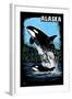 Alaska - Orca - Scratchboard-Lantern Press-Framed Art Print