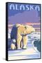 Alaska - Polar Bear at Sunrise-Lantern Press-Framed Stretched Canvas