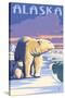 Alaska - Polar Bear at Sunrise-Lantern Press-Stretched Canvas