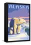 Alaska - Polar Bear at Sunrise-Lantern Press-Framed Stretched Canvas