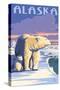 Alaska - Polar Bear at Sunrise-Lantern Press-Stretched Canvas