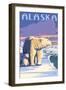 Alaska - Polar Bear at Sunrise-Lantern Press-Framed Art Print