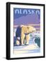 Alaska - Polar Bear at Sunrise-Lantern Press-Framed Art Print