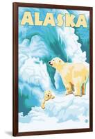 Alaska Polar Bears on Iceberg-Lantern Press-Framed Art Print