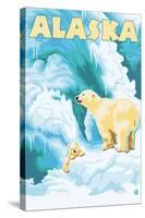 Alaska Polar Bears on Iceberg-Lantern Press-Stretched Canvas