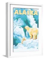 Alaska Polar Bears on Iceberg-Lantern Press-Framed Art Print