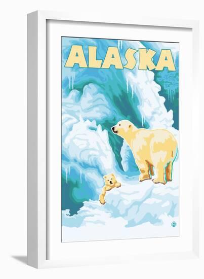 Alaska Polar Bears on Iceberg-Lantern Press-Framed Art Print