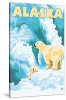 Alaska Polar Bears on Iceberg-Lantern Press-Stretched Canvas