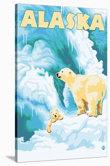 Alaska Polar Bears on Iceberg-Lantern Press-Stretched Canvas