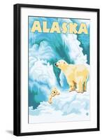 Alaska Polar Bears on Iceberg-Lantern Press-Framed Art Print