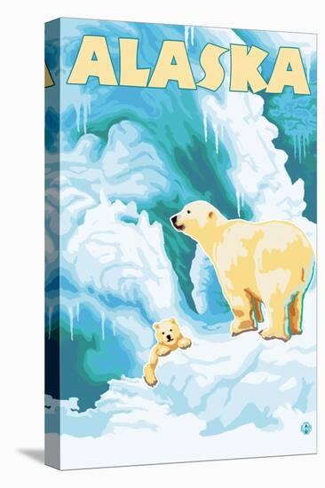 Alaska Polar Bears on Iceberg-Lantern Press-Stretched Canvas