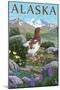 Alaska - Ptarmigan Scene-Lantern Press-Mounted Art Print