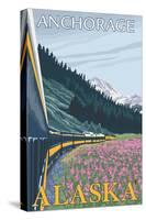 Alaska Railroad Scene, Anchorage, Alaska-Lantern Press-Stretched Canvas