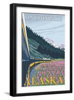 Alaska Railroad Scene, Anchorage, Alaska-Lantern Press-Framed Art Print