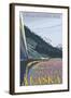 Alaska Railroad Scene, Denali National Park, Alaska-Lantern Press-Framed Art Print